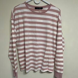 Zesica Pink and White Striped Long Sleeve Tee size medium